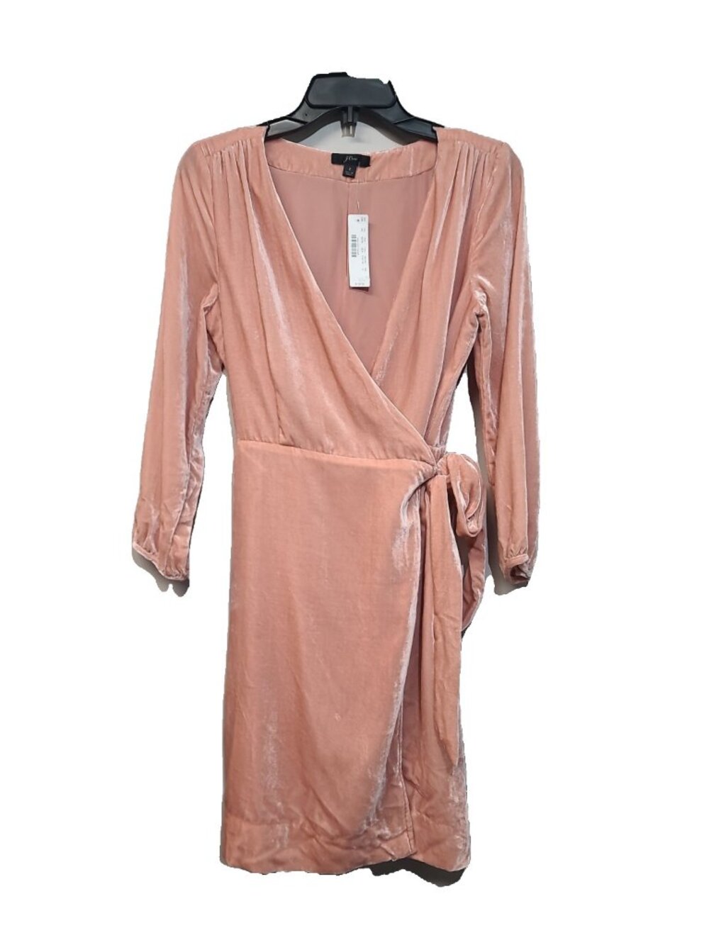 J. Crew Drapey Velvet Wrap Dress Size 2 Seashell Pink NWT